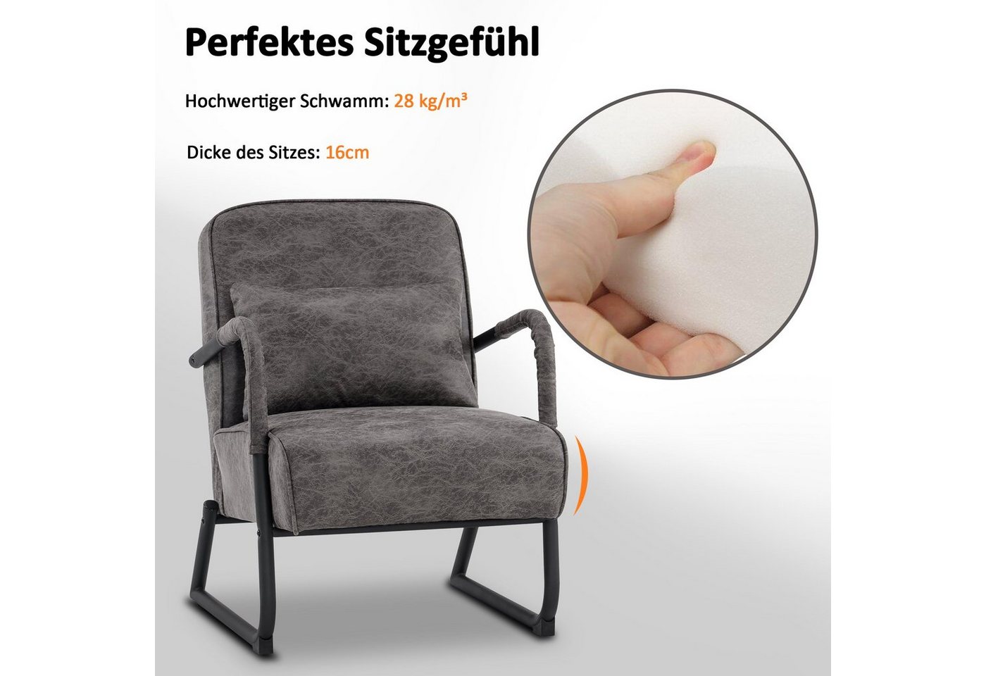 MCombo Relaxsessel MCombo Sessel mit/ohne Hocker, Retro mit Kissen, Mikrofaser, 4742, Mikrofaserstoff – Bild 3 von 5