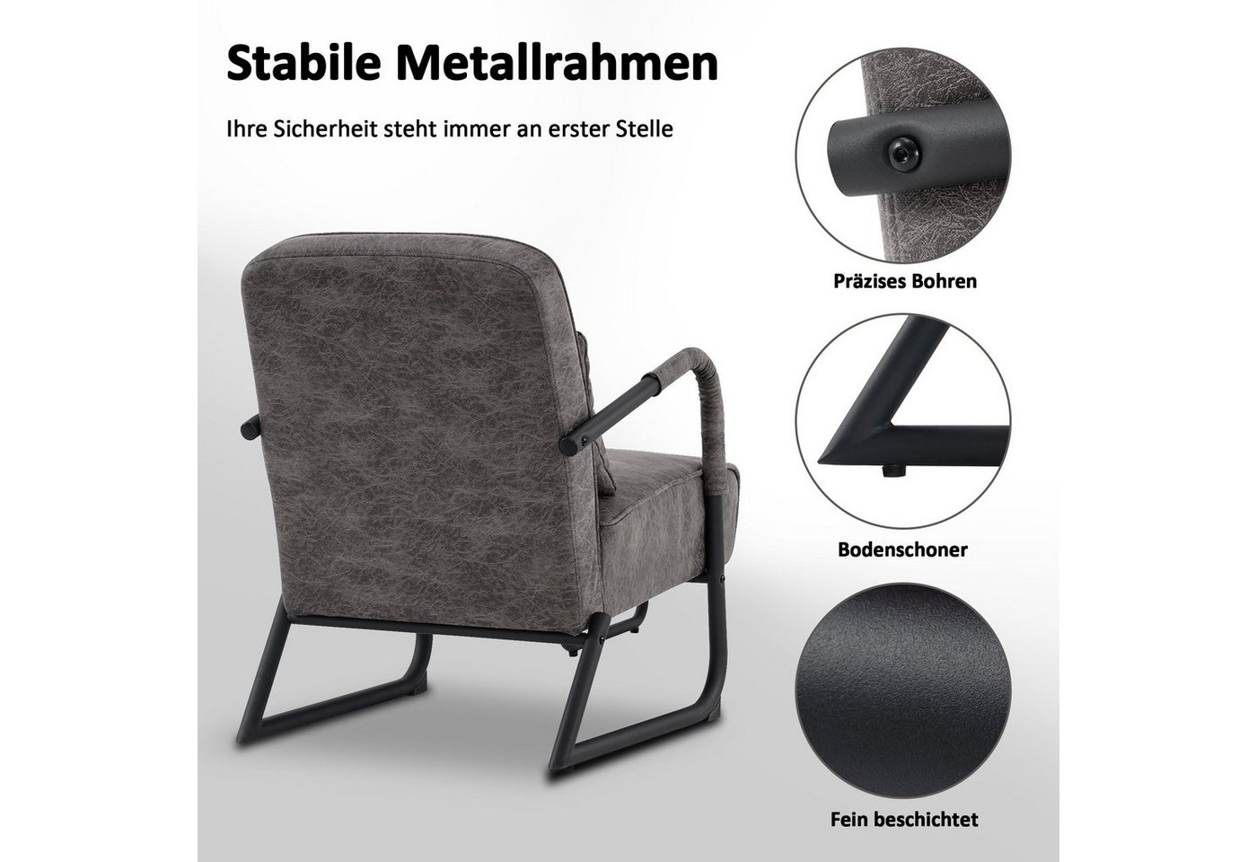 MCombo Relaxsessel MCombo Sessel mit/ohne Hocker, Retro mit Kissen, Mikrofaser, 4742, Mikrofaserstoff – Bild 4 von 5