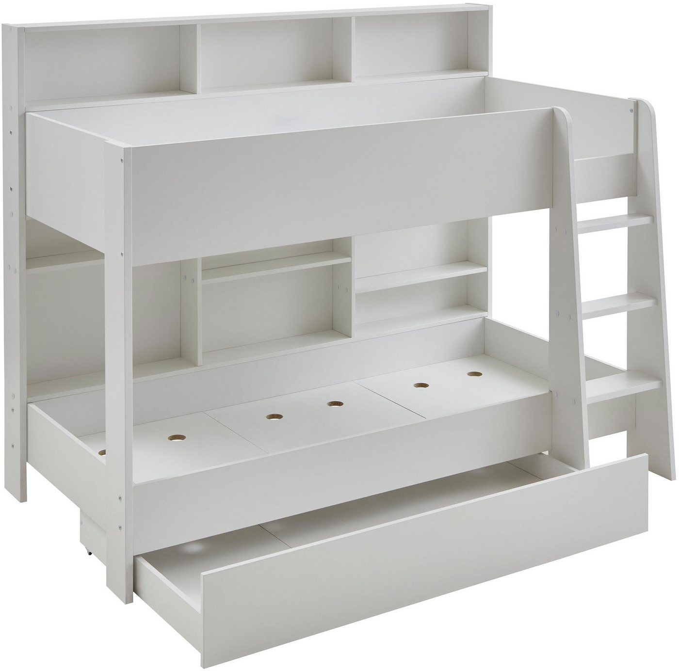 Relita Etagenbett Sely, viel Funktion auf kleinem Raum, 2 Liegeflächen, modernes Design (viele Regalfächer an der Bettrückseite, inkl. Schublade auf Rollen), vi – Bild 5 von 5