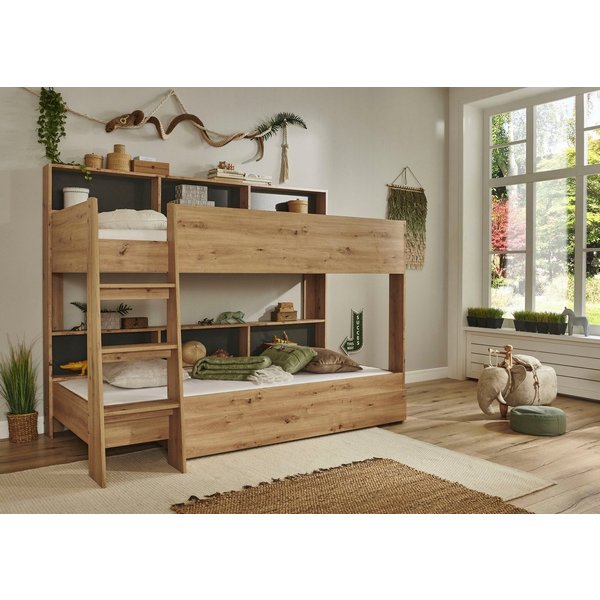 Relita Etagenbett Sway, 2 Liegeflächen, mit Leiter, rückseitige Regale