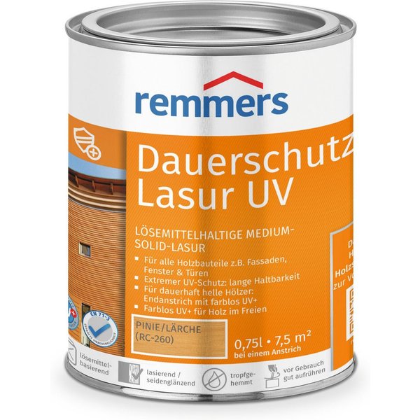 Remmers Holzschutzlasur Dauerschutz-Lasur UV 0,75 Liter, farblos UV+, blockfest, wetterbeständig
