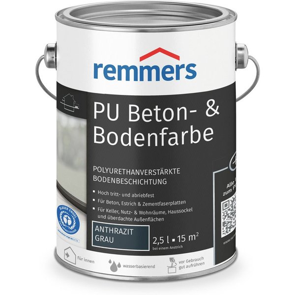 Remmers Lack PU Beton- und Bodenfarbe seidenmatt 2,5 Liter, belastbar und chemikalienbeständig