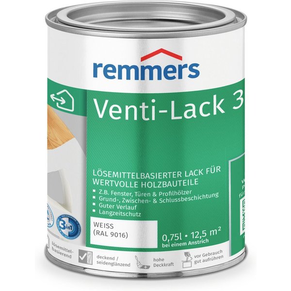 Remmers Lack Venti-Lack 3in1 0,75 Liter, 3 Beschichtungen in einem Produkt, hohe Deckkraft