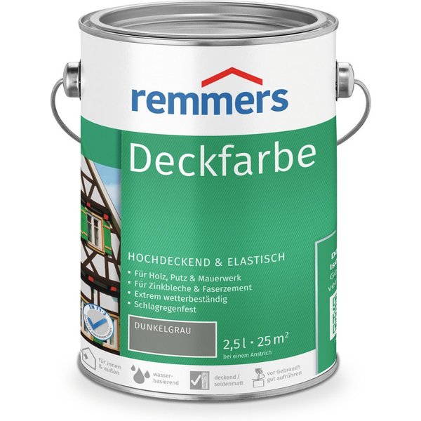 Remmers Wetterschutzfarbe Deckfarbe 2,5 Liter, für viele Untergründe, hochdeckend, wetterfest