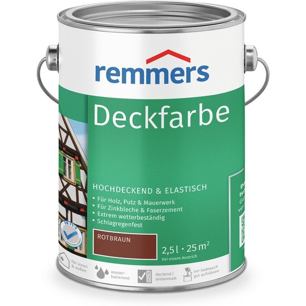 Remmers Wetterschutzfarbe Deckfarbe 2,5 Liter, für viele Untergründe, hochdeckend, wetterfest