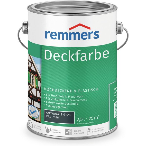 Remmers Wetterschutzfarbe Deckfarbe 2,5 Liter, für viele Untergründe, hochdeckend, wetterfest