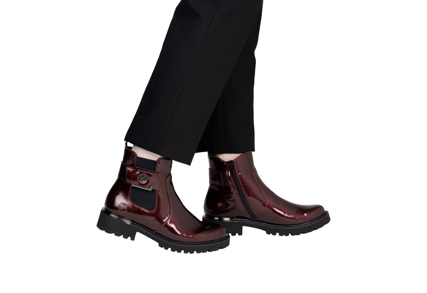 Remonte Chelseaboots Blockabsatz, Stiefelette, Lackboots in trendiger Optik – Bild 3 von 5