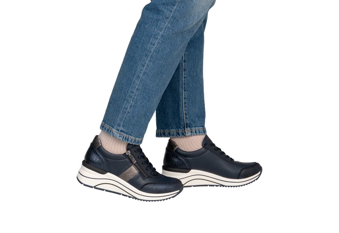 Remonte Keilsneaker Halbschuh, Freizeitschuh, Schnürer mit praktischem Außenreißverschluss – Bild 4 von 5