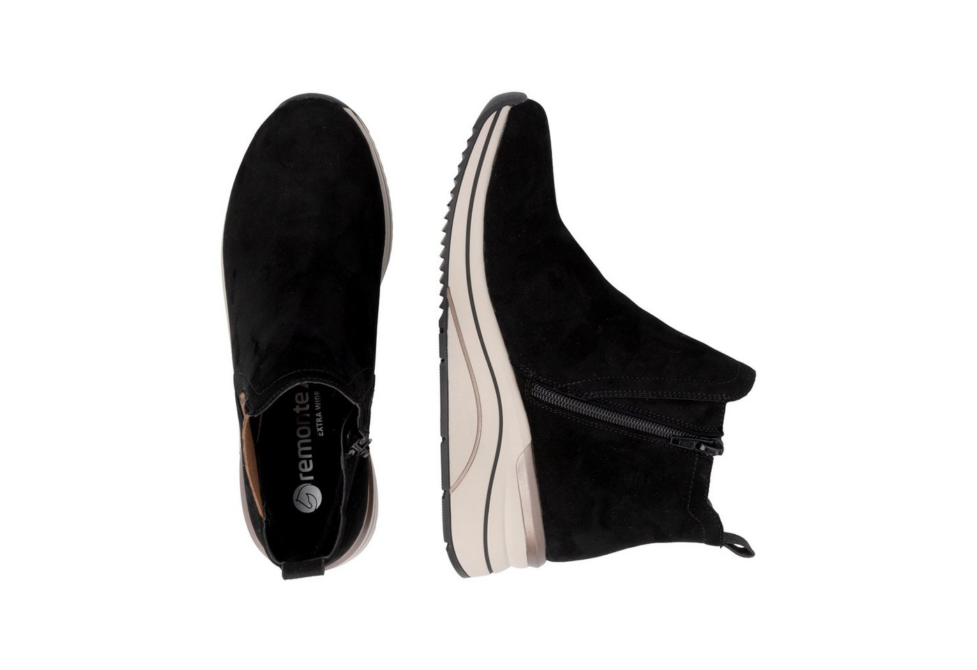 Remonte Keilstiefelette Boots, Chelseaboots, Plateaustiefelette mit Leo-Stretcheinsatz – Bild 5 von 5