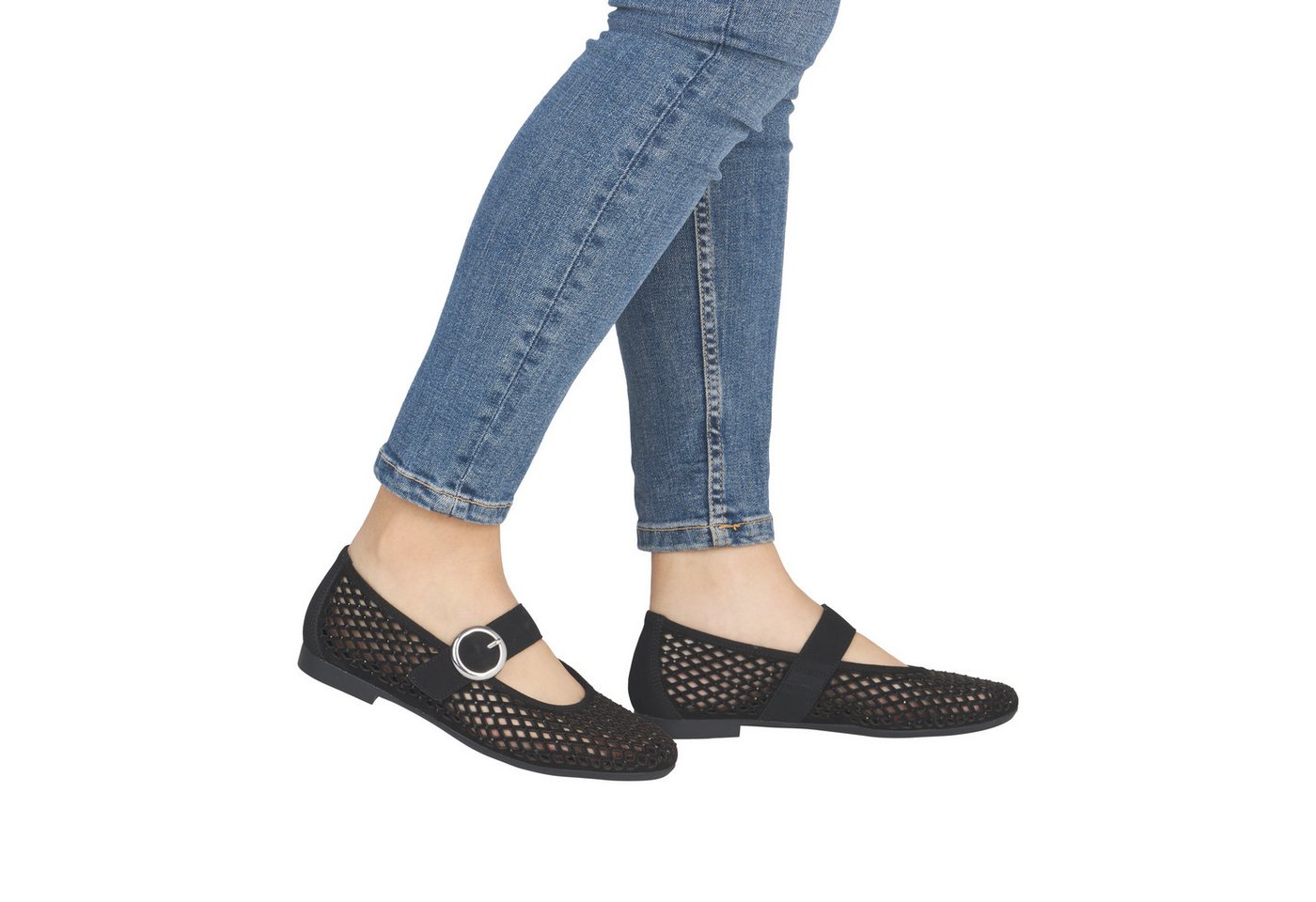 Remonte Riemchenballerina Loafer, Sommerschuh mit Glitzersteine und Klettverschluss – Bild 4 von 5