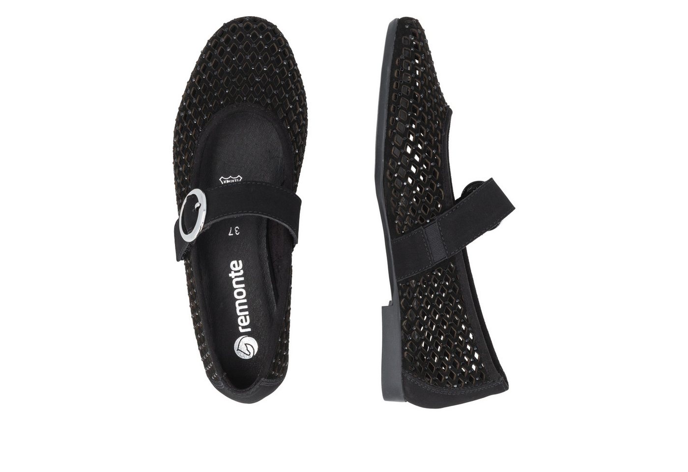 Remonte Riemchenballerina Loafer, Sommerschuh mit Glitzersteine und Klettverschluss – Bild 5 von 5