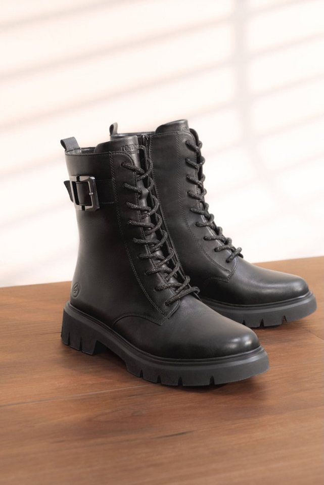 Remonte Schnürboots Stiefelette, Boots, Profilsohle, Blockabsatz mit Zierschnalle – Bild 3 von 5