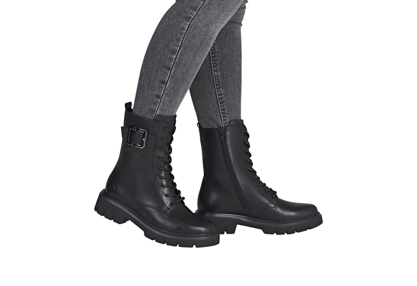 Remonte Schnürboots Stiefelette, Boots, Profilsohle, Blockabsatz mit Zierschnalle – Bild 5 von 5