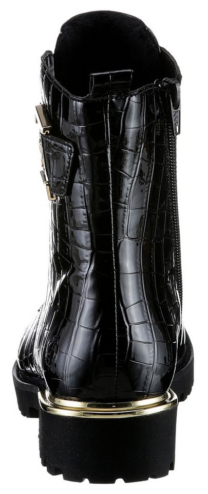 Remonte Schnürstiefelette, Blockabsatz, Schnürboots im Kroko-Look, Innenreißverschluss – Bild 2 von 5