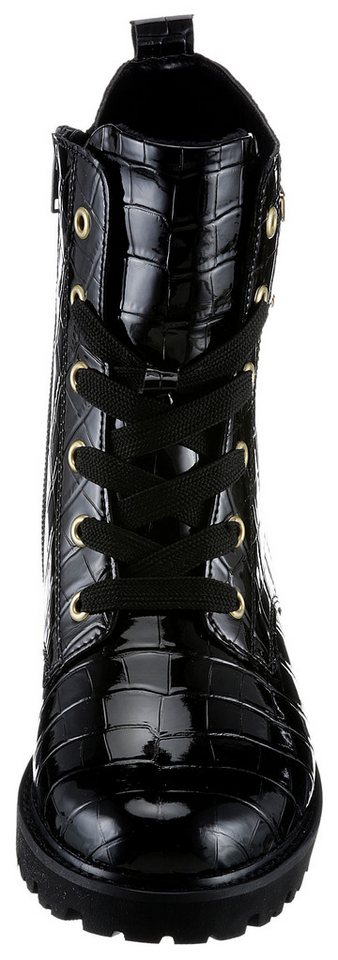 Remonte Schnürstiefelette, Blockabsatz, Schnürboots im Kroko-Look, Innenreißverschluss – Bild 4 von 5