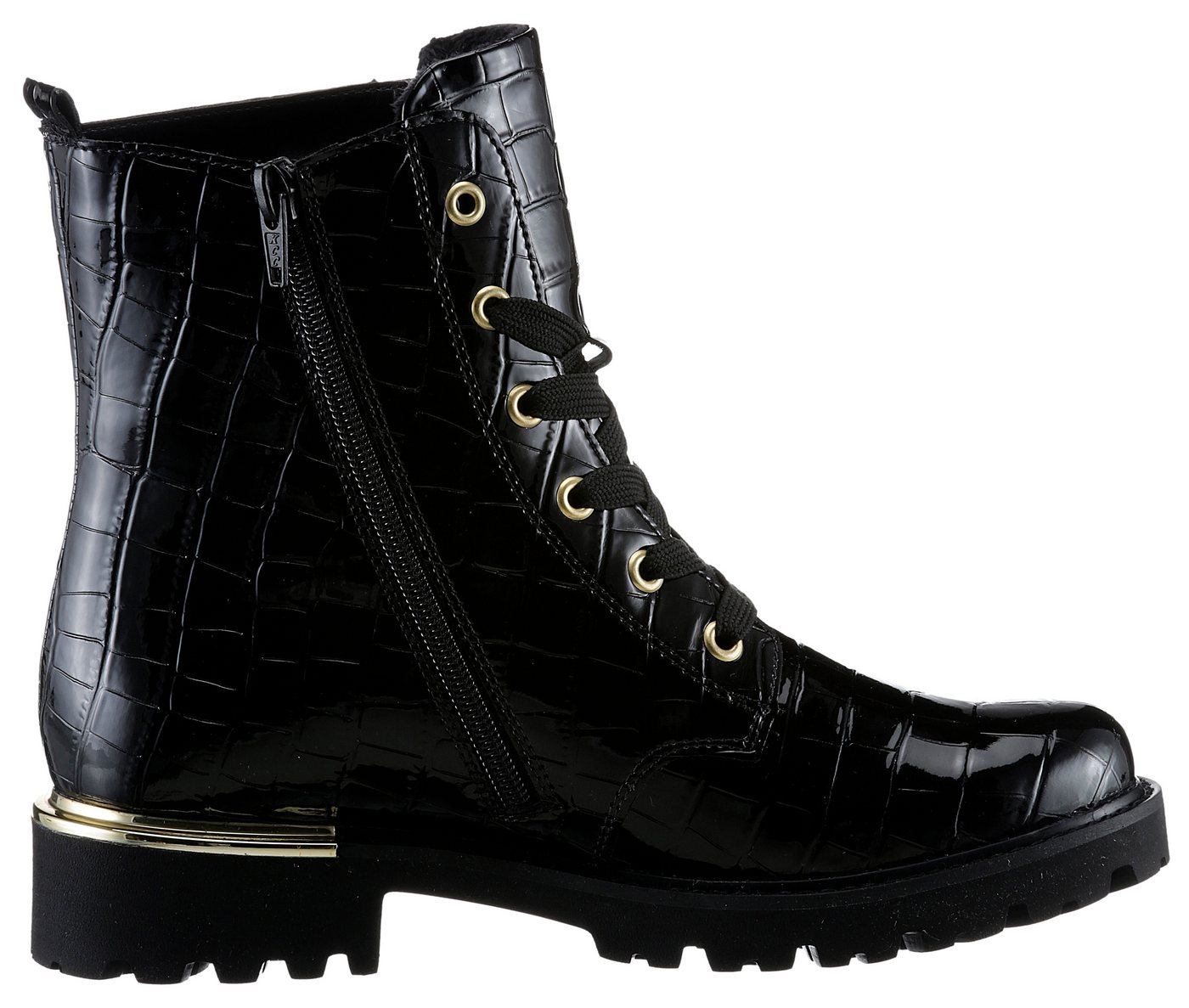Remonte Schnürstiefelette, Blockabsatz, Schnürboots im Kroko-Look, Innenreißverschluss – Bild 5 von 5