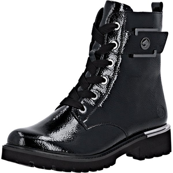 Remonte Schnürstiefelette, Blockabsatz, Schnürboots im Kroko-Look, Innenreißverschluss