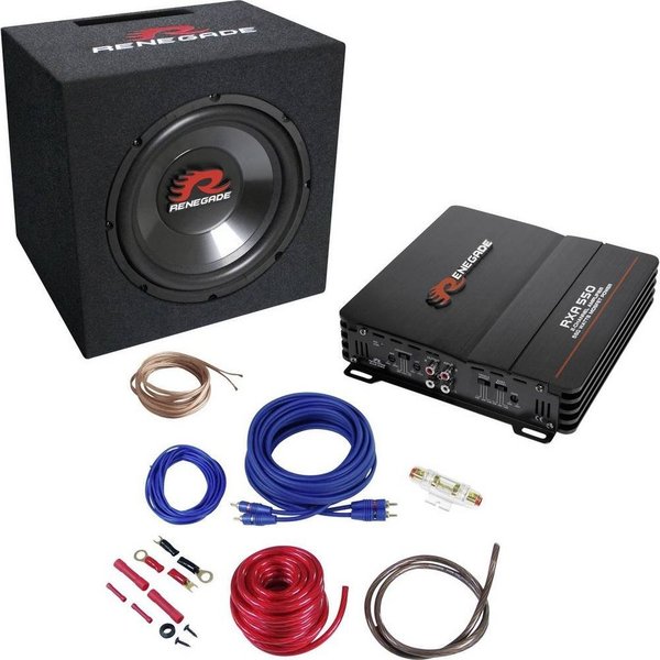 Renegade Auto Sub Komplettset Endstufe + Subwoofer + Kabel Auto-Subwoofer