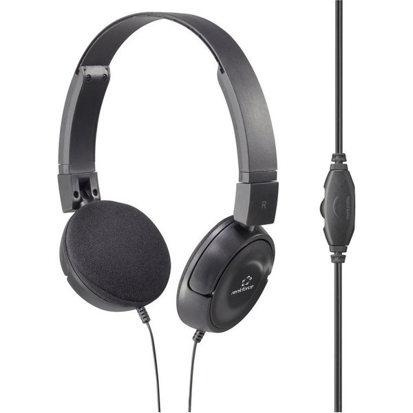 Renkforce Renkforce RF-HS-130 On Ear Kopfhörer kabelgebunden Stereo Schwarz La Kopfhörer