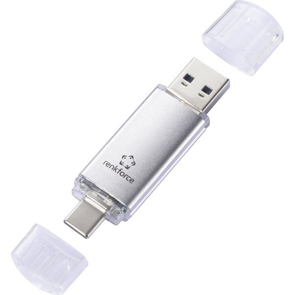 Renkforce Renkforce RF-USBOS-220 USB-Stick 32 GB Silber RF-6684362 USB-A, USB-C USB-Stick