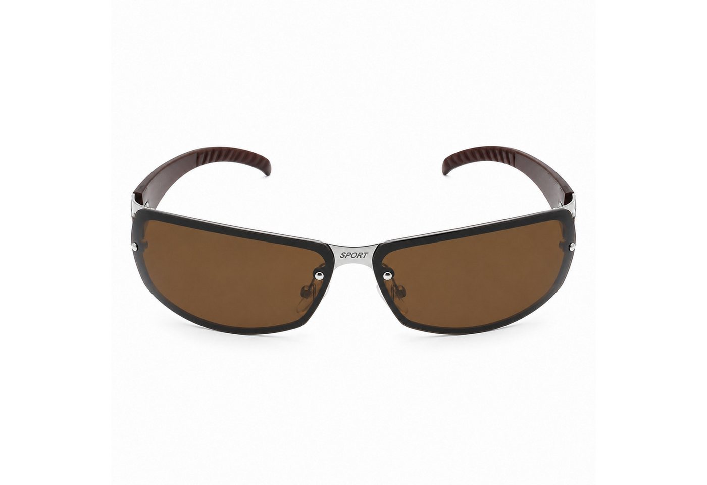 Rennec Sonnenbrille (Raver Biker Techno Brille mit Brillenbeutel) Sportliche Metallbrille Braun Getönt Schnelle Brille – Bild 5 von 5