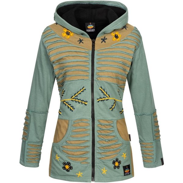 RennerXXL Fleecejacke Ankerglut Nepalliebe Damen Patchwork Jacke - Handarbeit