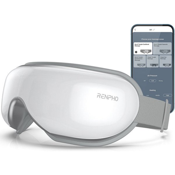 RENPHO Gesichtsmassagegerät Eyeris Smart, Luftdruck, Wärme, Vibration, 5 Modi, DIY, App, Lautsprecher, Akku