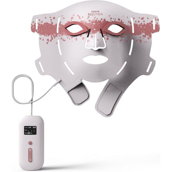 RENPHO LED-Gesichtsmaske Rejuven Artemis Blush LED Light Therapy Mask, 432 LEDs, 4 Farben/Modi, Controller, Akku, Kopfband