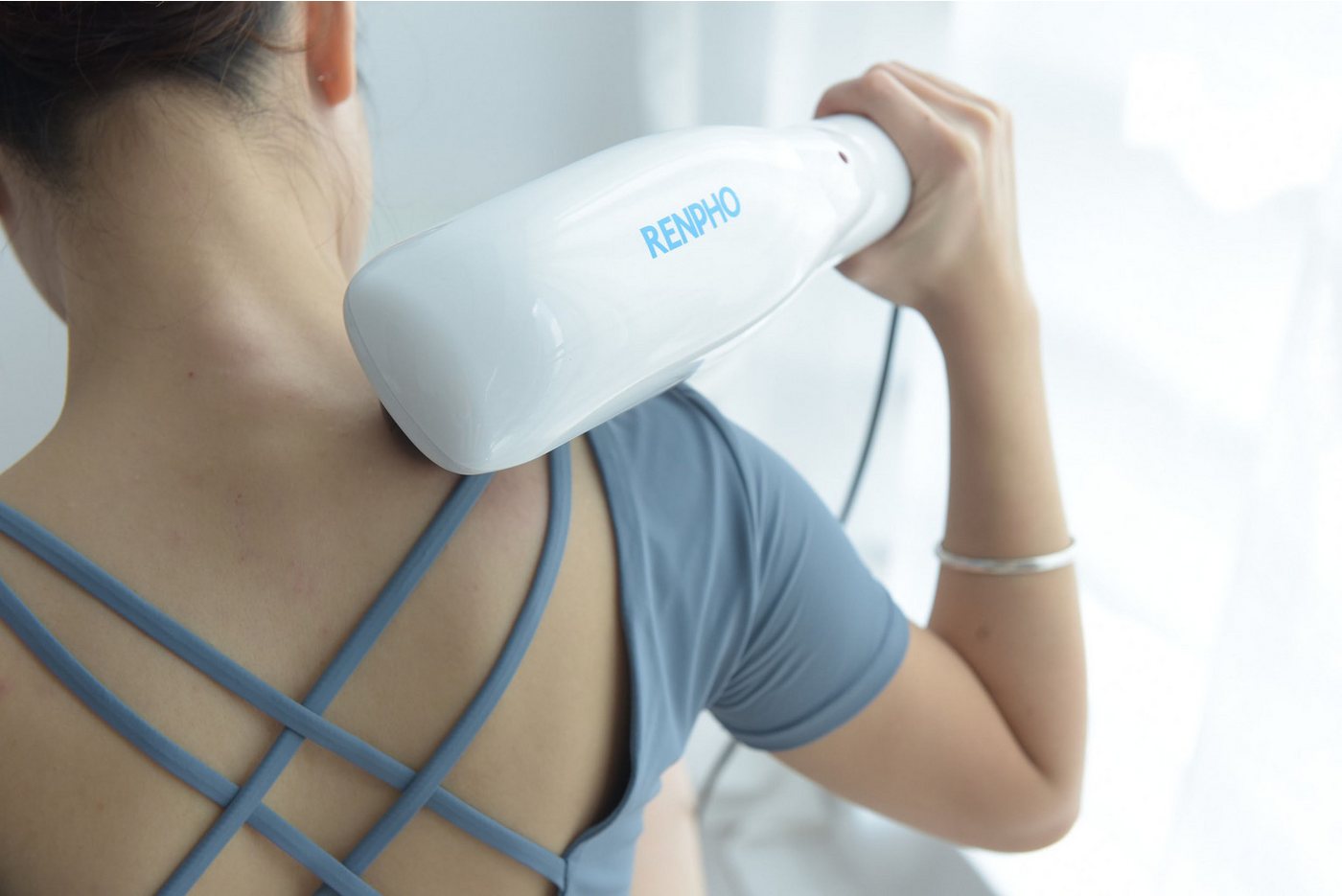 RENPHO Massagegerät Handheld Rückenmassagegerät mit Wärme, Rückenmassage mit Wärme, 3 Aufsätze, 5 Stufen, Abschaltung, Netz – Bild 5 von 5