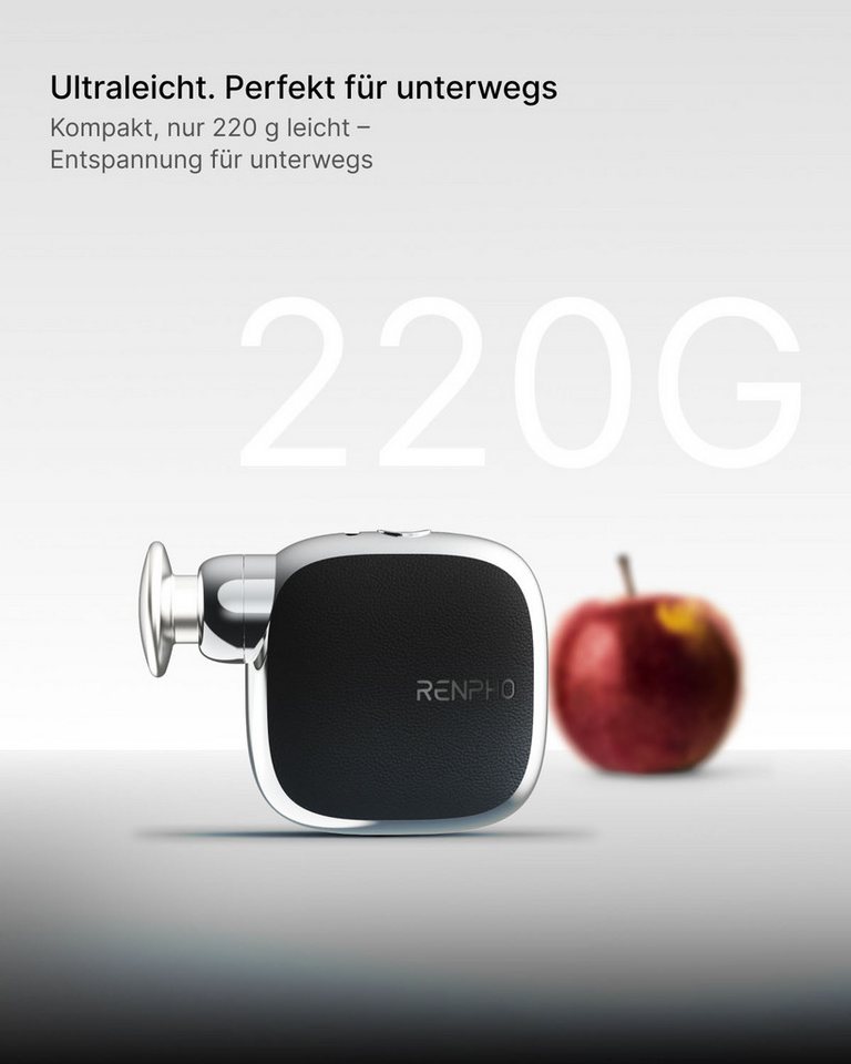 RENPHO Massagepistole kompakt, 4 wechselbare Massageköpfe, USB-C Ladung, 6 mm Amplitude, 4 Geschwindigkeitsstufen, bürstenloser leiser Motor – Bild 2 von 5
