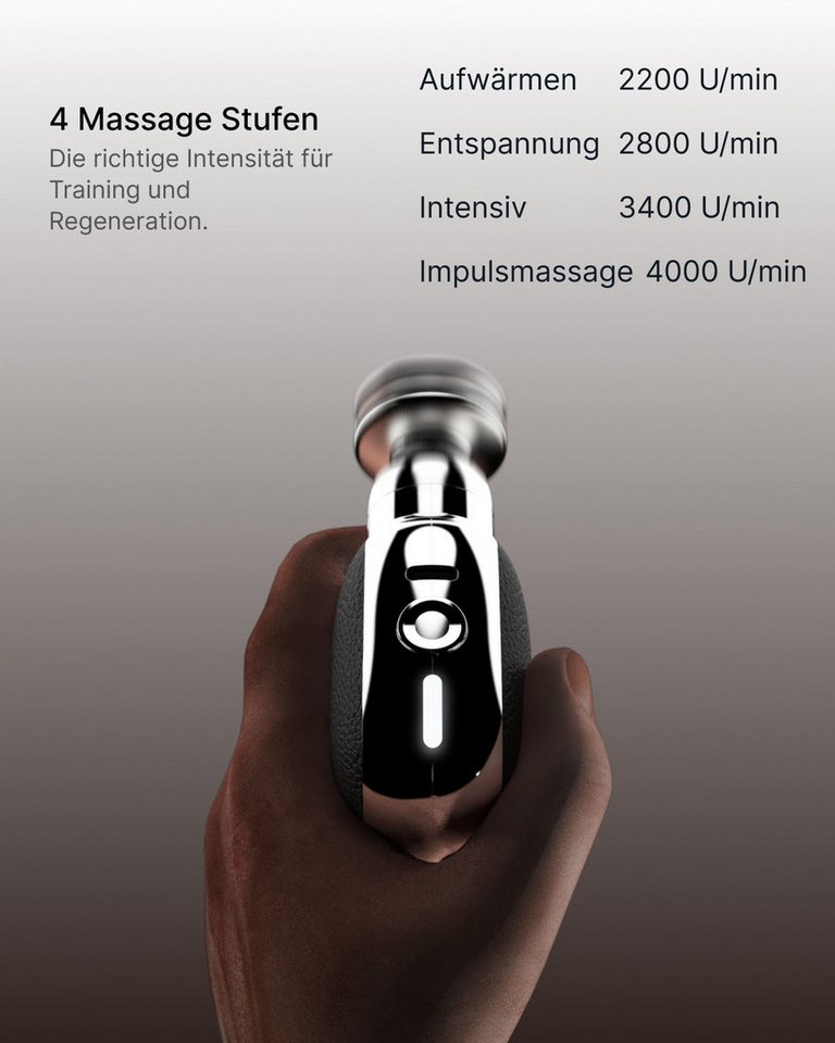 RENPHO Massagepistole kompakt, 4 wechselbare Massageköpfe, USB-C Ladung, 6 mm Amplitude, 4 Geschwindigkeitsstufen, bürstenloser leiser Motor – Bild 4 von 5
