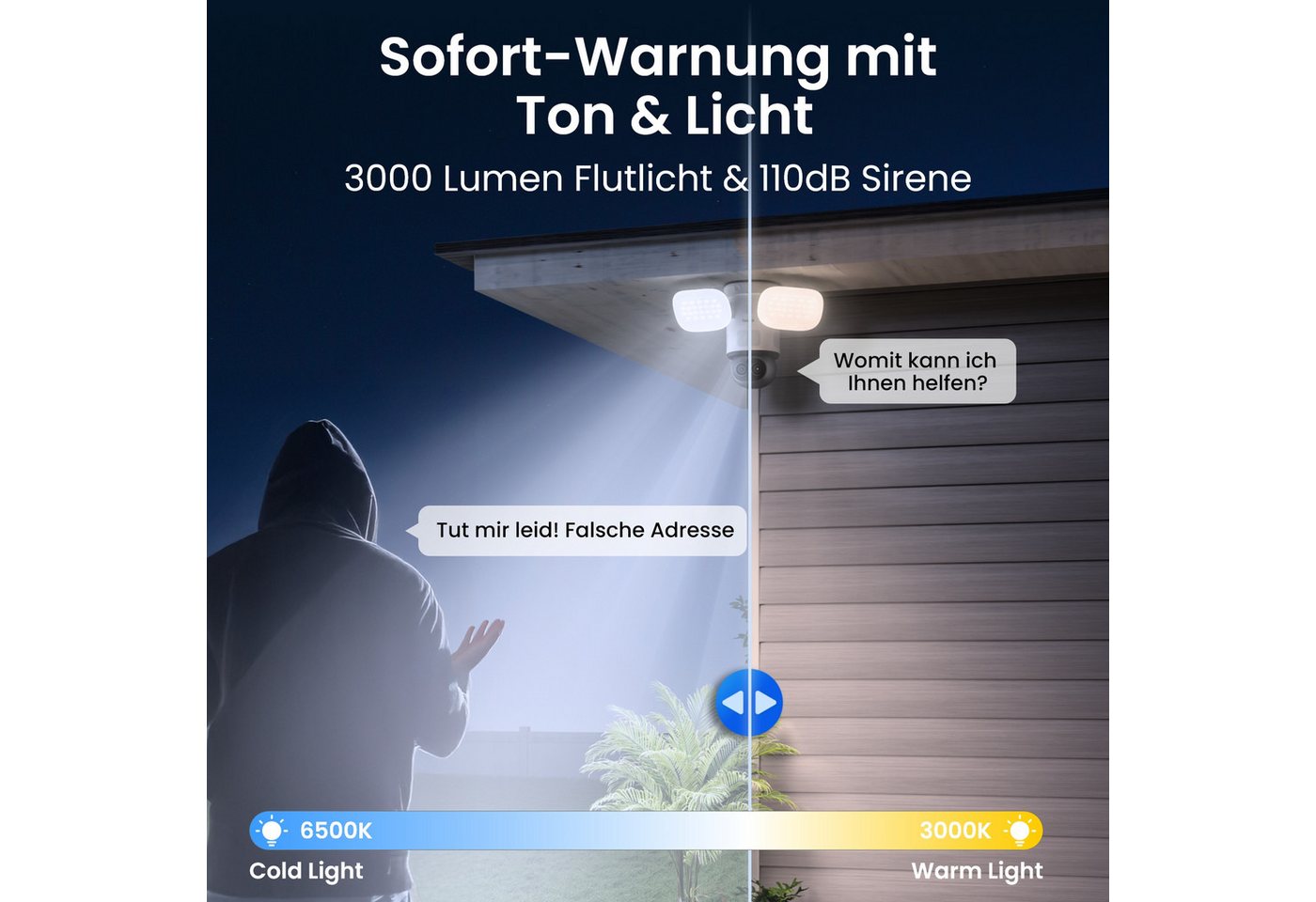 Reolink TrackFlex Floodlight WiFi, 4K WLAN Flutlicht-Außenüberwachungskamera Securitycam (4K, 2,4GHz/5GHz, 360° Auto-Tracking, Personen-/Fahrzeug-/Tiererkennung – Bild 3 von 5