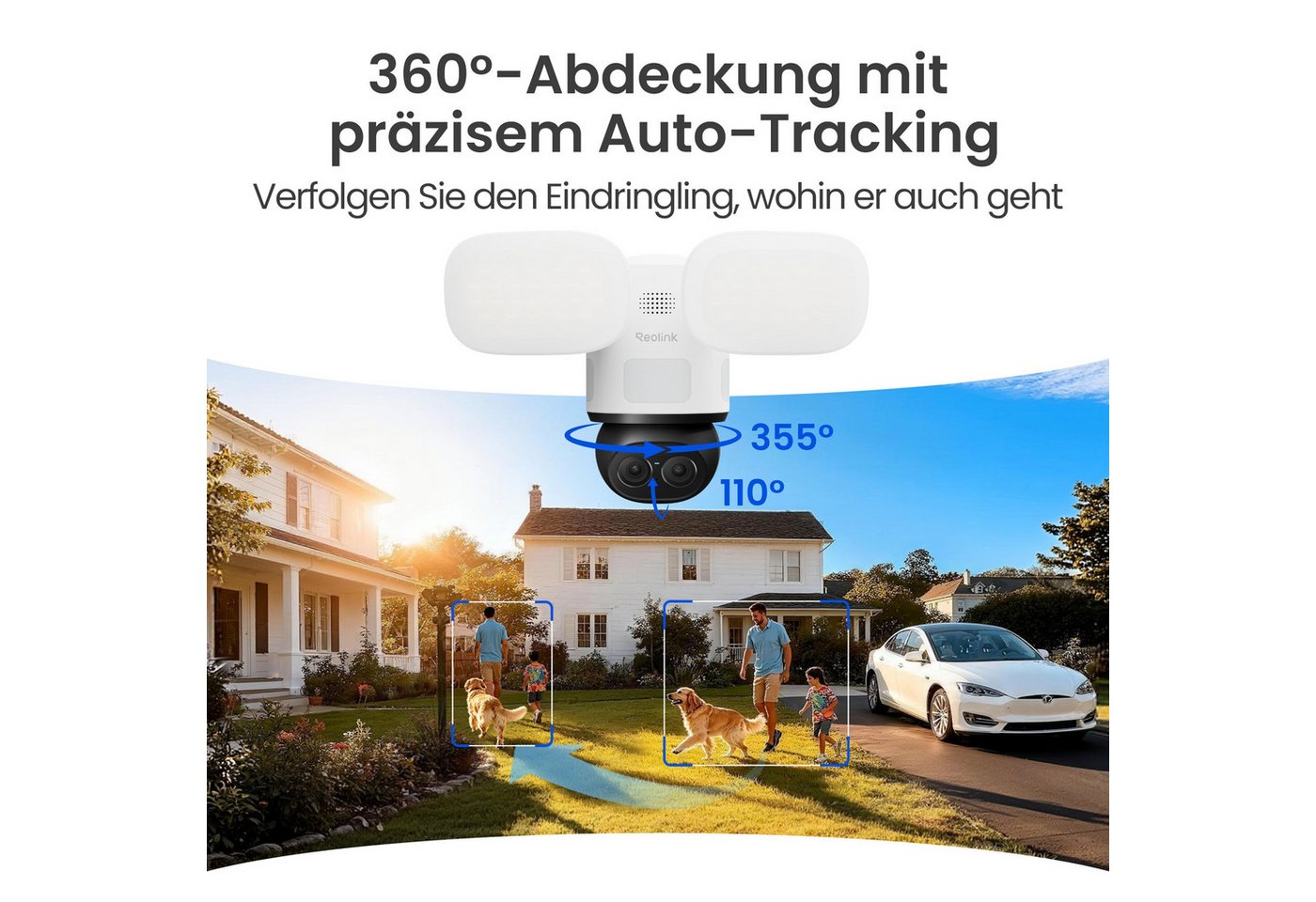 Reolink TrackFlex Floodlight WiFi, 4K WLAN Flutlicht-Außenüberwachungskamera Securitycam (4K, 2,4GHz/5GHz, 360° Auto-Tracking, Personen-/Fahrzeug-/Tiererkennung – Bild 4 von 5