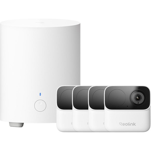 Reolink Überwachungskamera Argus MagiCam mit Home Hub Mini Überwachungssystem (AuBenbereich, Innenbereich, 4-tlg., 2MP Akku Kamera, 2,4/5 GHz Dualband-WLAN, ohn