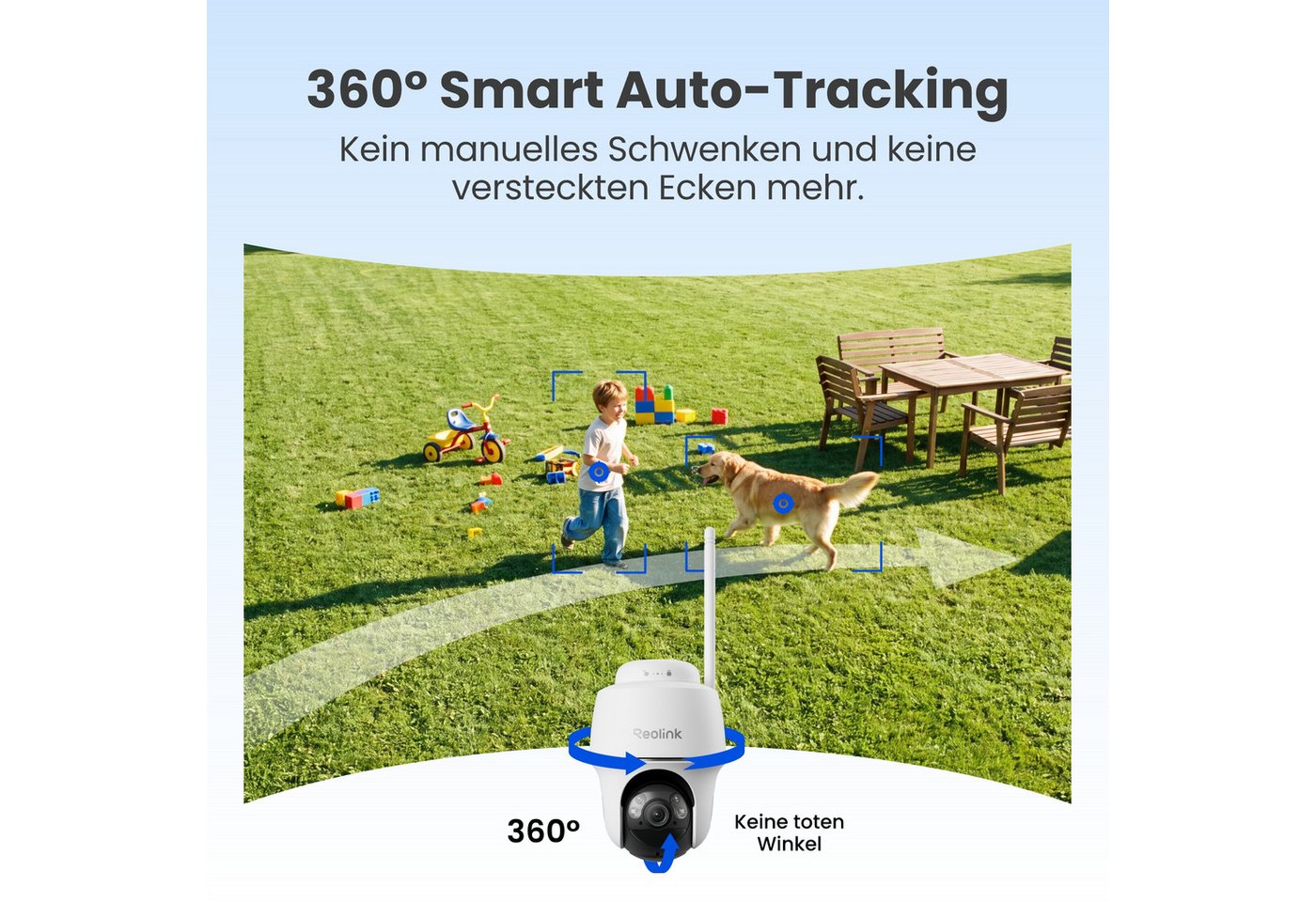 Reolink Überwachungskamera Argus PT+SP 5MP PTZ Akku- oder solarbetriebene 2,4/5GHz WLAN IP (Außenbereich, PIR-Erkennung,IR-Nachtsicht,Could-Speicherung) – Bild 2 von 5