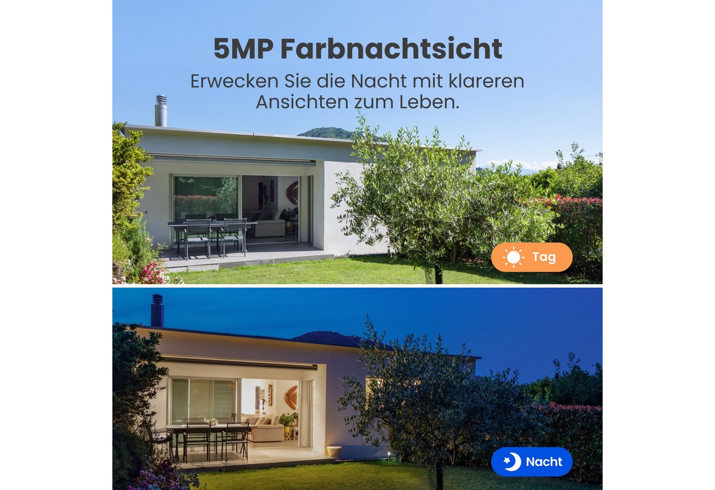 Reolink Überwachungskamera Argus PT+SP 5MP PTZ Akku- oder solarbetriebene 2,4/5GHz WLAN IP (Außenbereich, PIR-Erkennung,IR-Nachtsicht,Could-Speicherung) – Bild 3 von 5