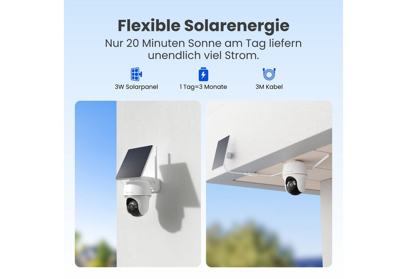 Reolink Überwachungskamera Argus PT+SP 5MP PTZ Akku- oder solarbetriebene 2,4/5GHz WLAN IP (Außenbereich, PIR-Erkennung,IR-Nachtsicht,Could-Speicherung) – Bild 5 von 5