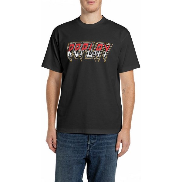 Replay T-Shirt mit Frontprint, reine Baumwolle