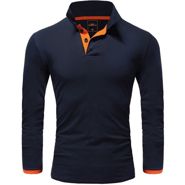 REPUBLIX Poloshirt LEX Herren Basic Langarm Kontrast Polo Hemd