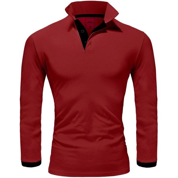 REPUBLIX Poloshirt LEX Herren Basic Langarm Kontrast Polo Hemd