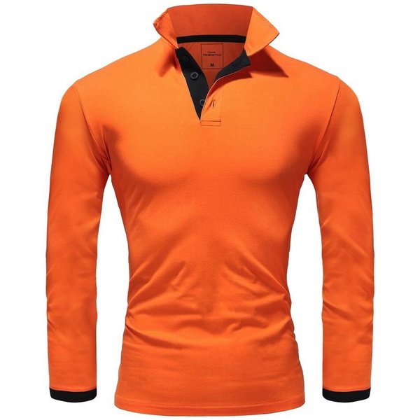 REPUBLIX Poloshirt LEX Herren Basic Langarm Kontrast Polo Hemd