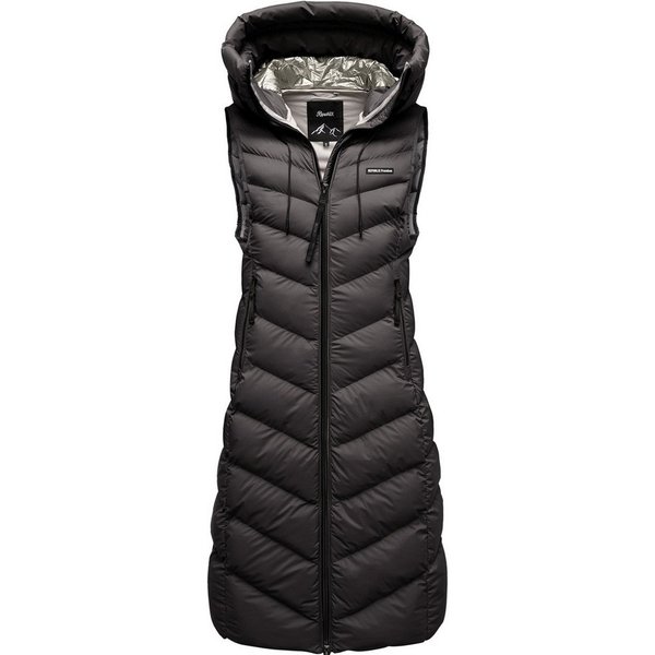 REPUBLIX Steppweste ELLA warme Damen Outdoor-Weste Jacke lang mit Kapuze