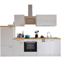 RESPEKTA Küche Malia (Glask.kochf., Kühlschr., GSP, Weiß, 280 cm)