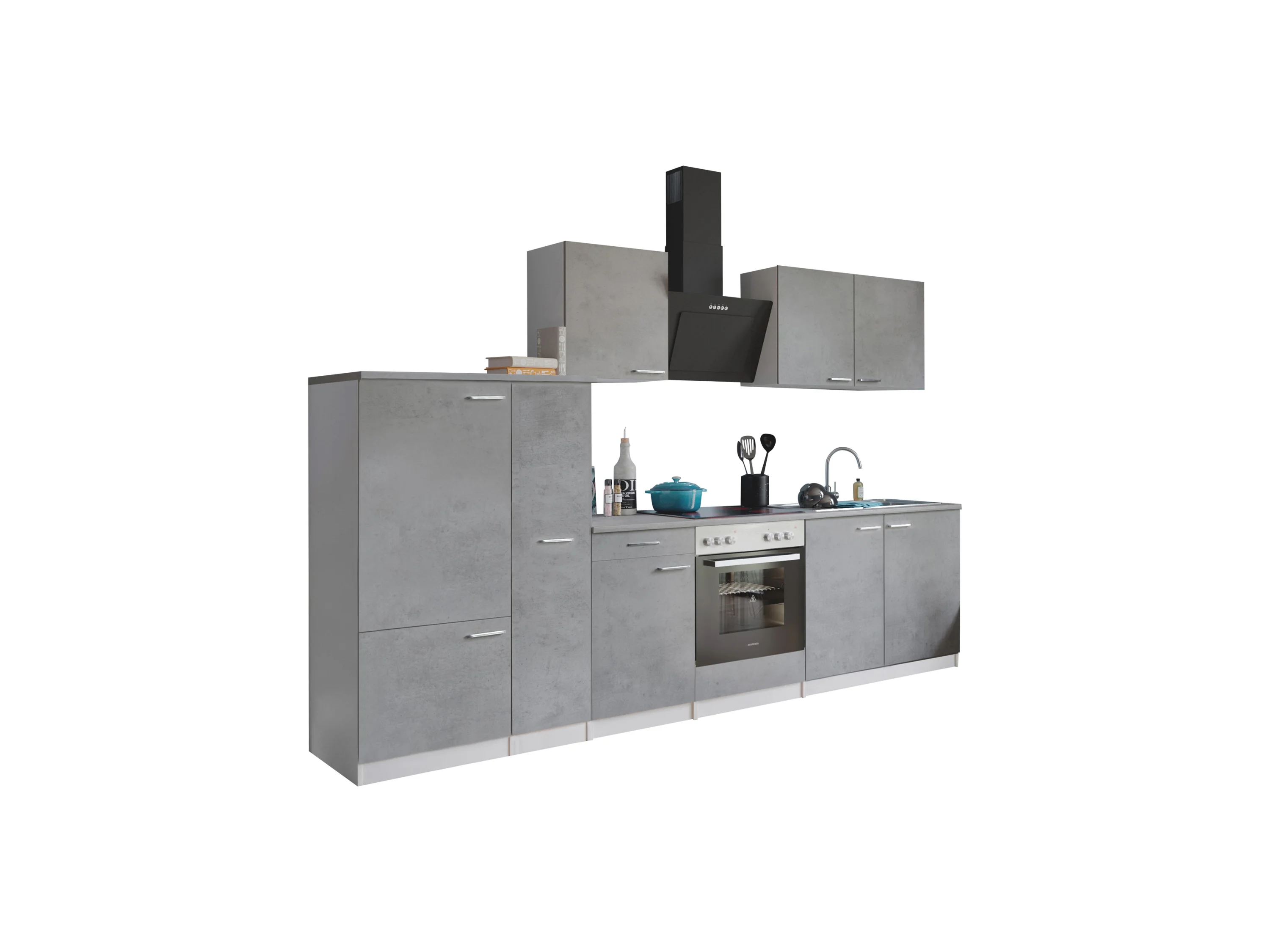 RESPEKTA Küche Malia (Glasker.Kochf., GSP, Kühlschr, Beton, 300 cm) – Bild 3 von 4