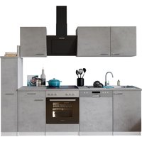RESPEKTA Küche Malia (Glaskeramikkochf., Geschirrsp., Beton, 250 cm)