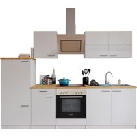 RESPEKTA Küche Malia (Glaskeramikkochf., Kühlschr., Weiß, 270 cm)