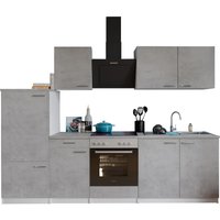RESPEKTA Küche Malia (Glaskeramikkochf., Kühlschr., Beton, 270 cm)