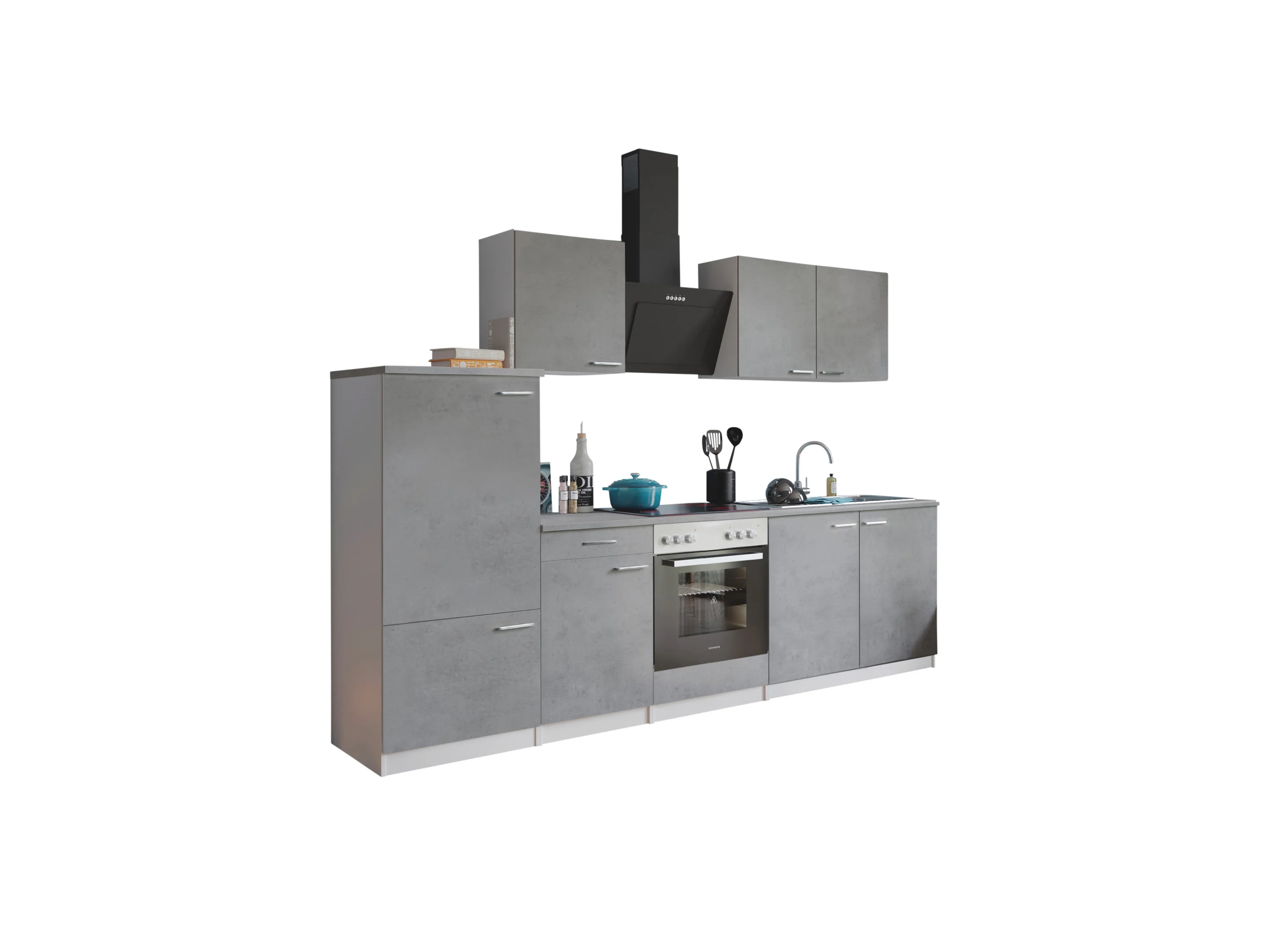 RESPEKTA Küche Malia (Glaskeramikkochf., Kühlschr., Beton, 270 cm) – Bild 3 von 4