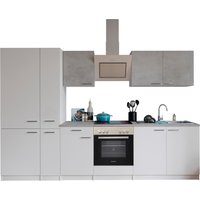 RESPEKTA Küche Malia (Glaskeramikkochf., KühlKombi, Weiß, 300 cm)