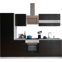 RESPEKTA Küche Malia (Glaskeramikkochf., KühlKombi, Schwarz, 270 cm)